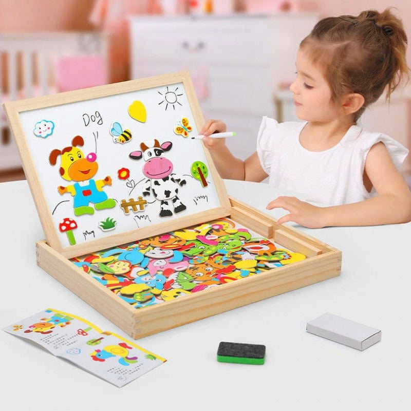 NovaTots 2-In-1 Montessori Drawing Board – Magnetic Chalkboard & White Board, Portable