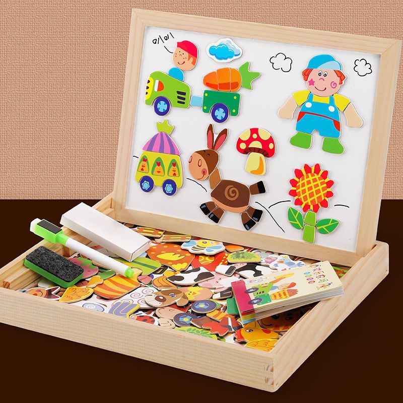 NovaTots 2-In-1 Montessori Drawing Board – Magnetic Chalkboard & White Board, Portable