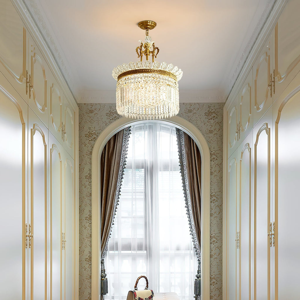 Lustre Facette en laiton poli et cristal