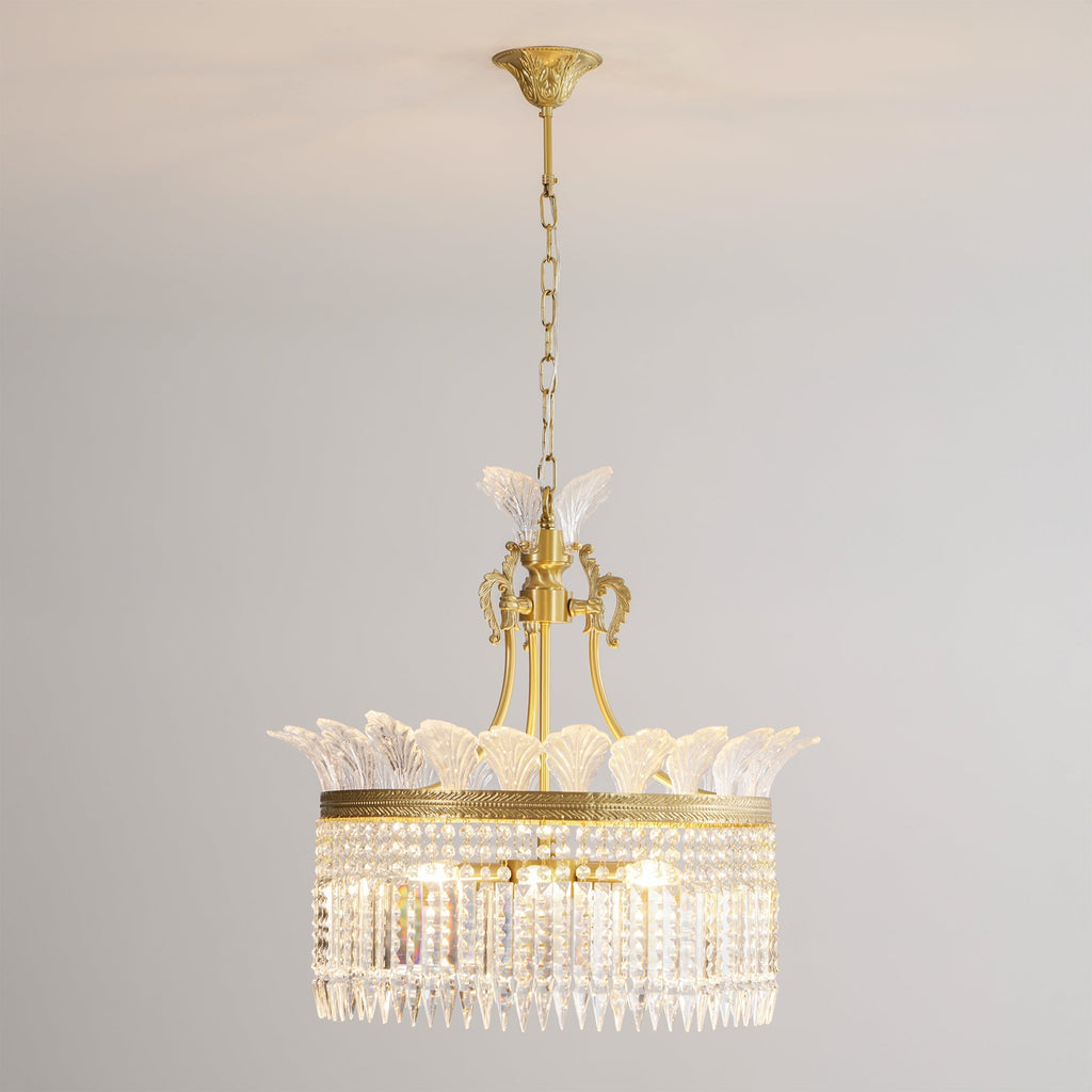 Lustre Facette en laiton poli et cristal