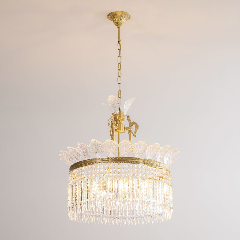 Lustre Facette en laiton poli et cristal