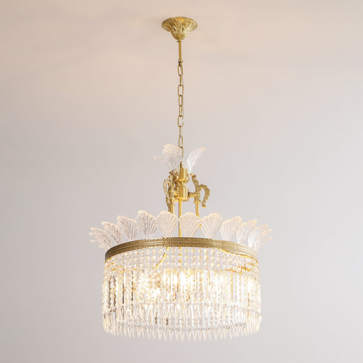 Lustre Facette en laiton poli et cristal