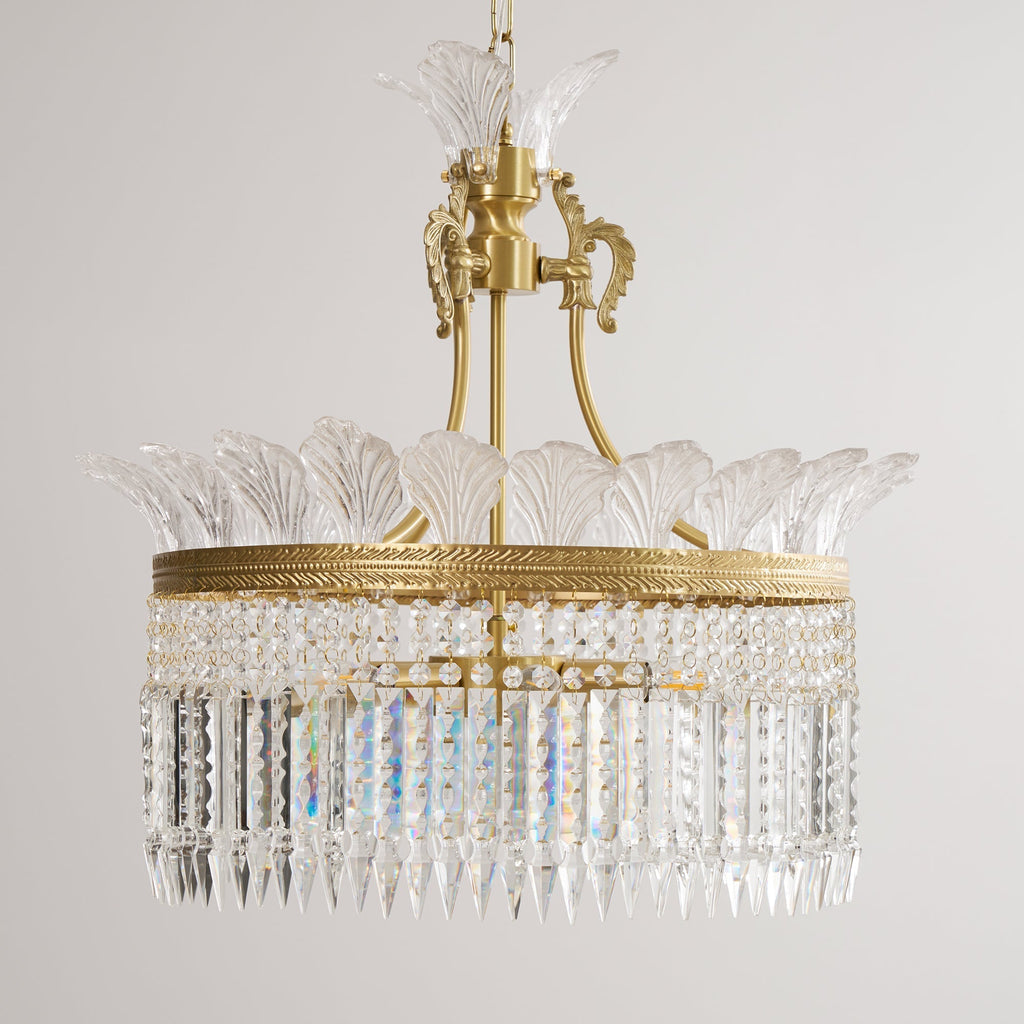 Lustre Facette en laiton poli et cristal