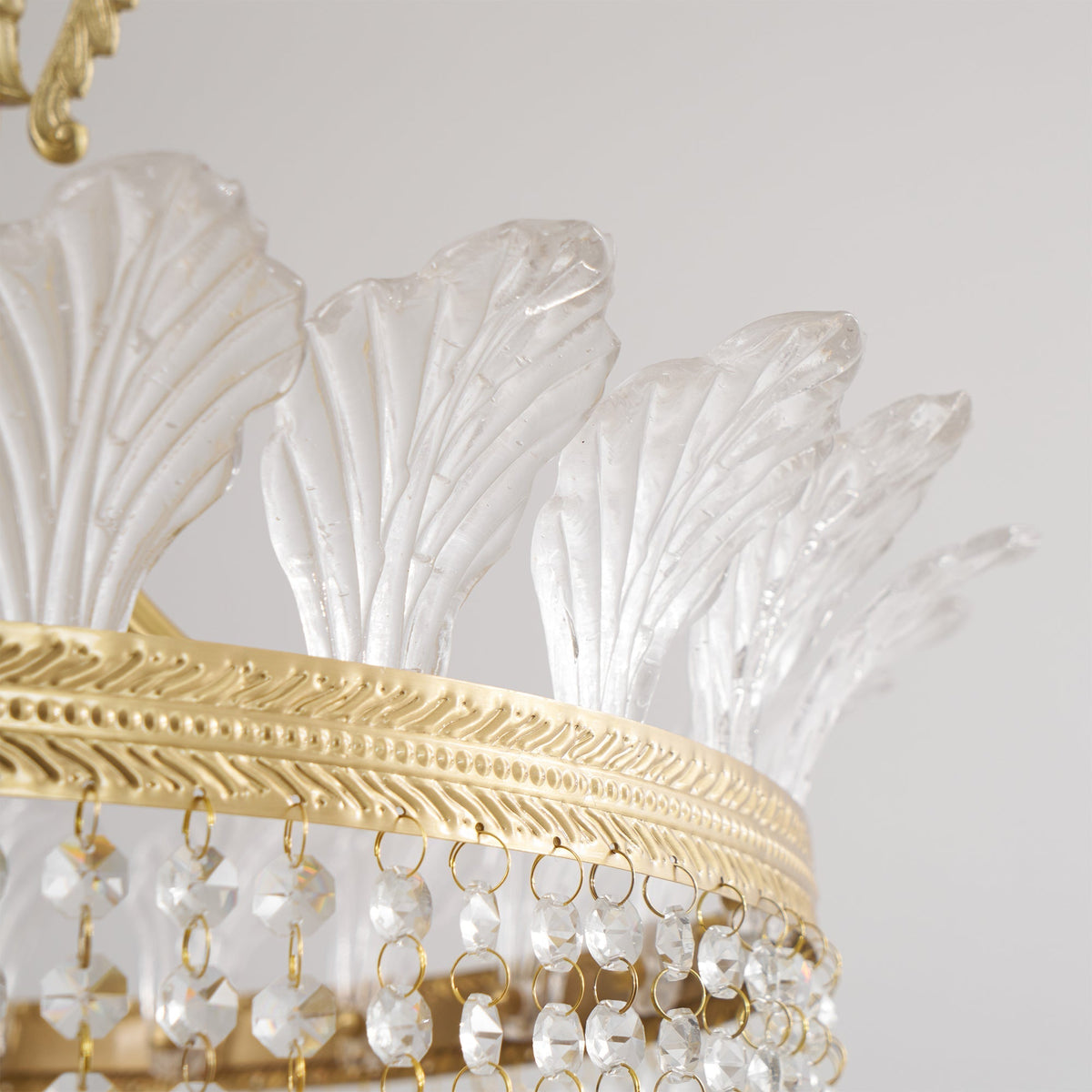 Lustre Facette en laiton poli et cristal