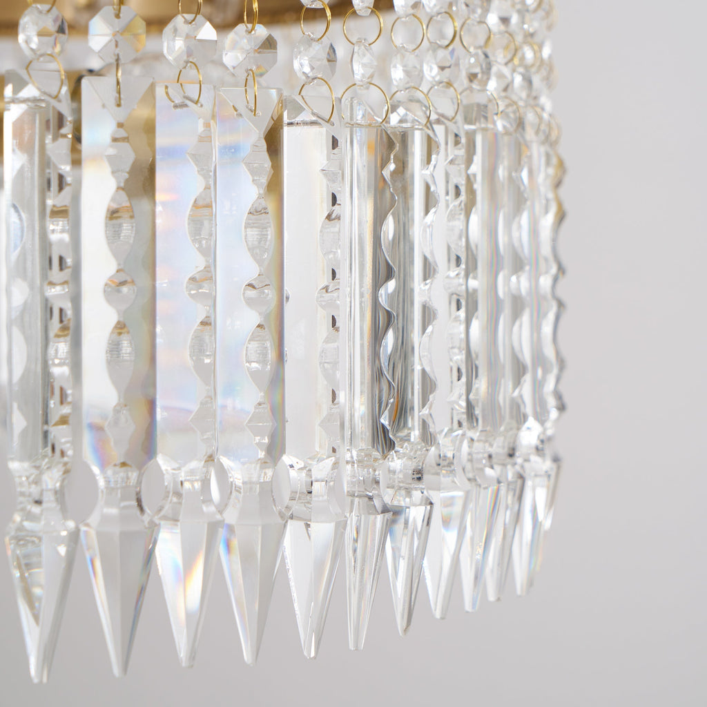 Lustre Facette en laiton poli et cristal