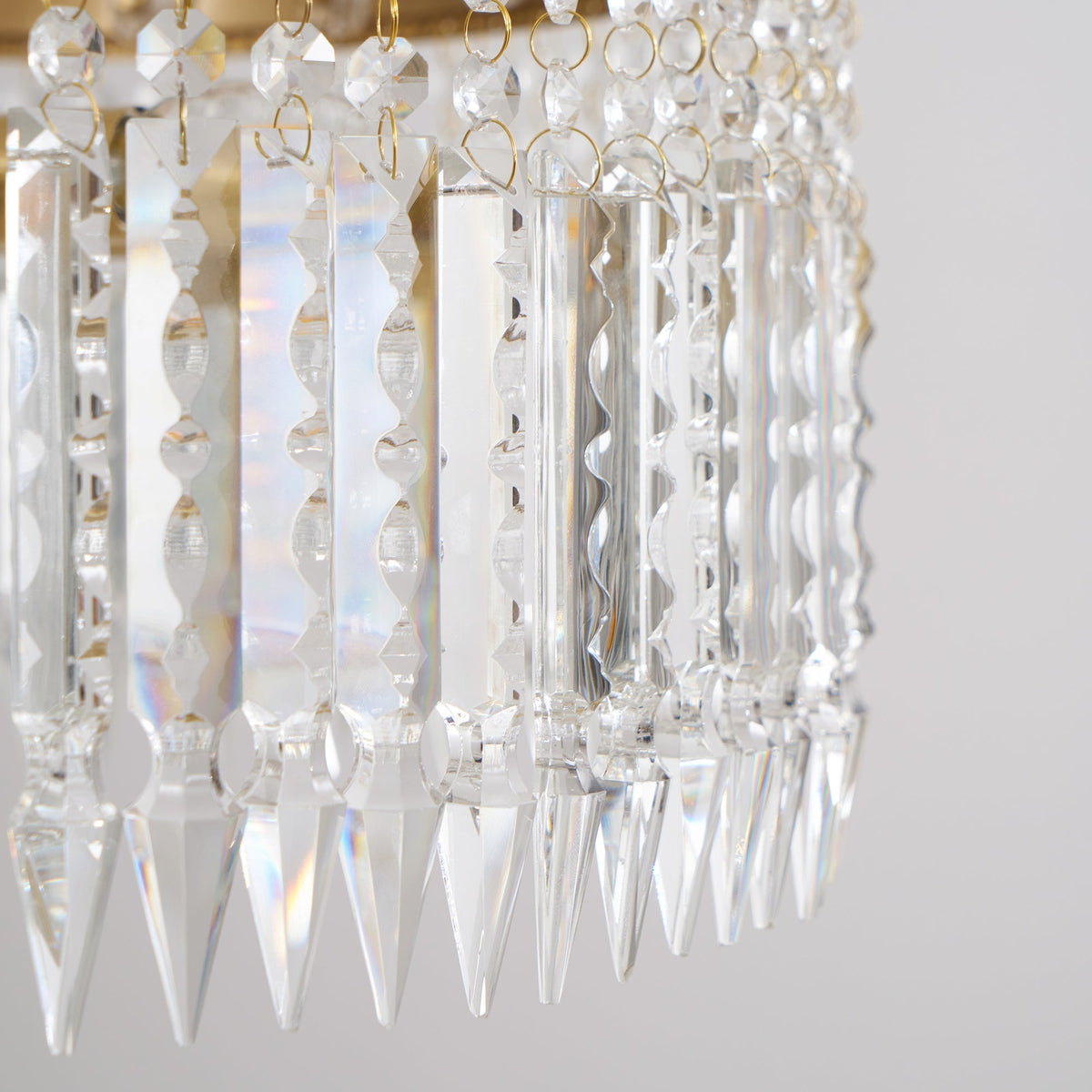 Lustre Facette en laiton poli et cristal