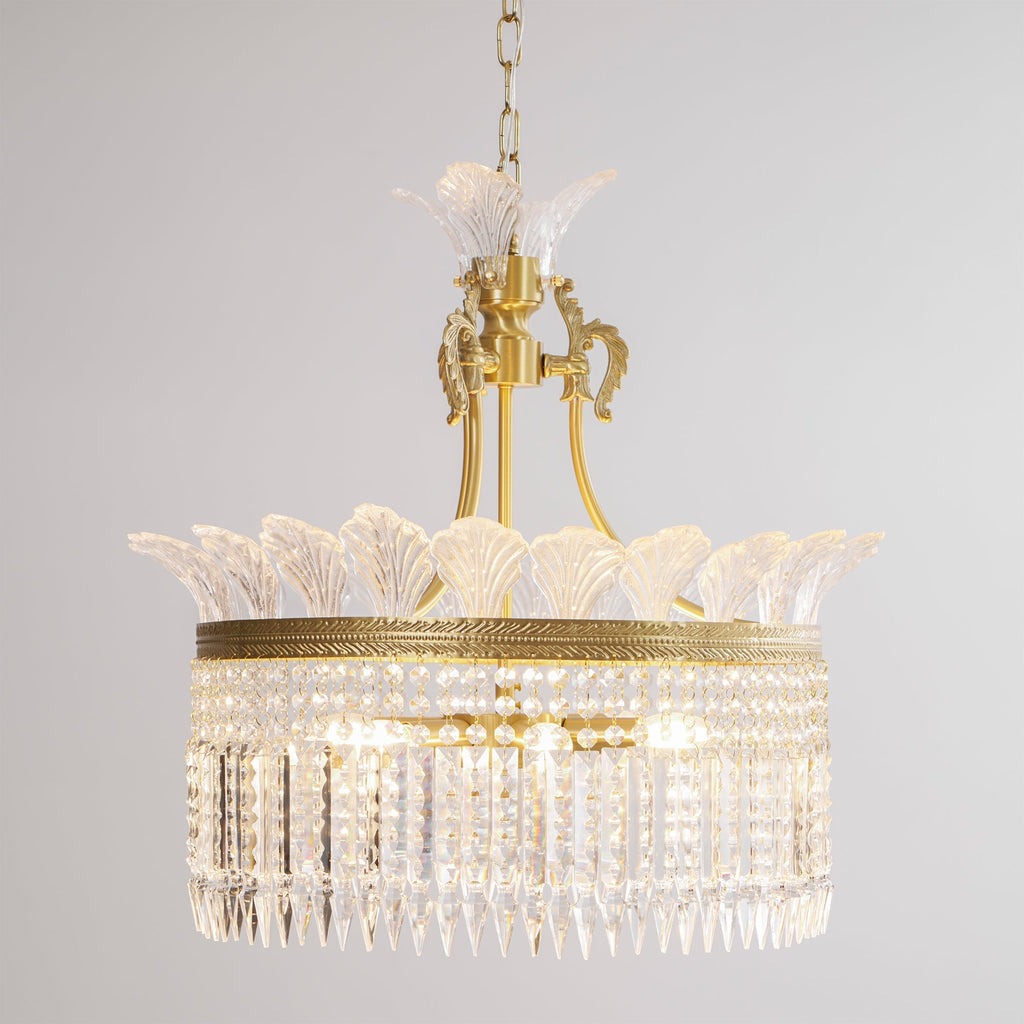 Lustre Facette en laiton poli et cristal
