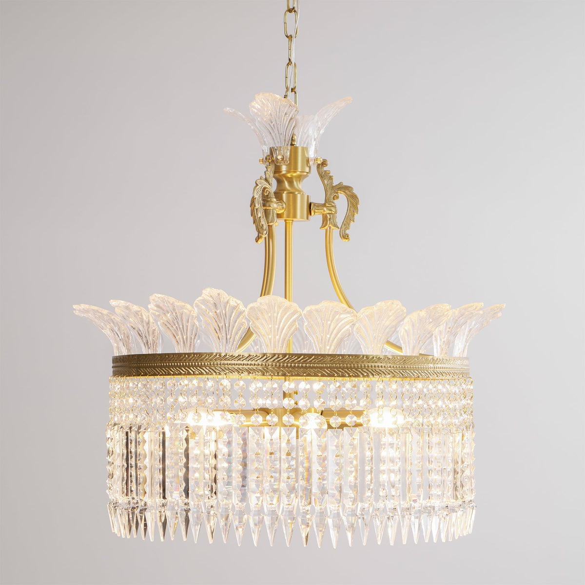 Lustre Facette en laiton poli et cristal