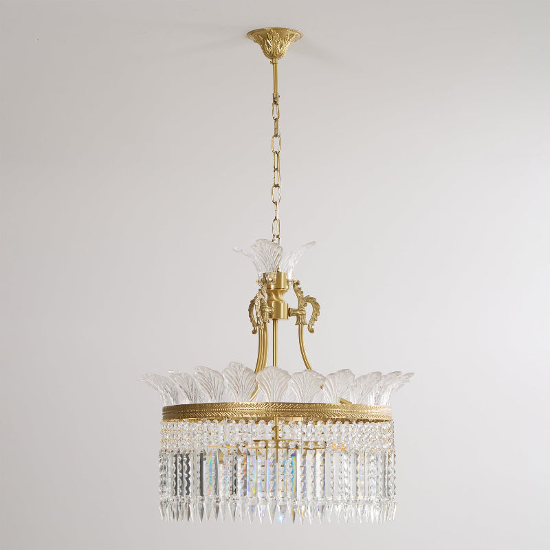 Lustre Facette en laiton poli et cristal