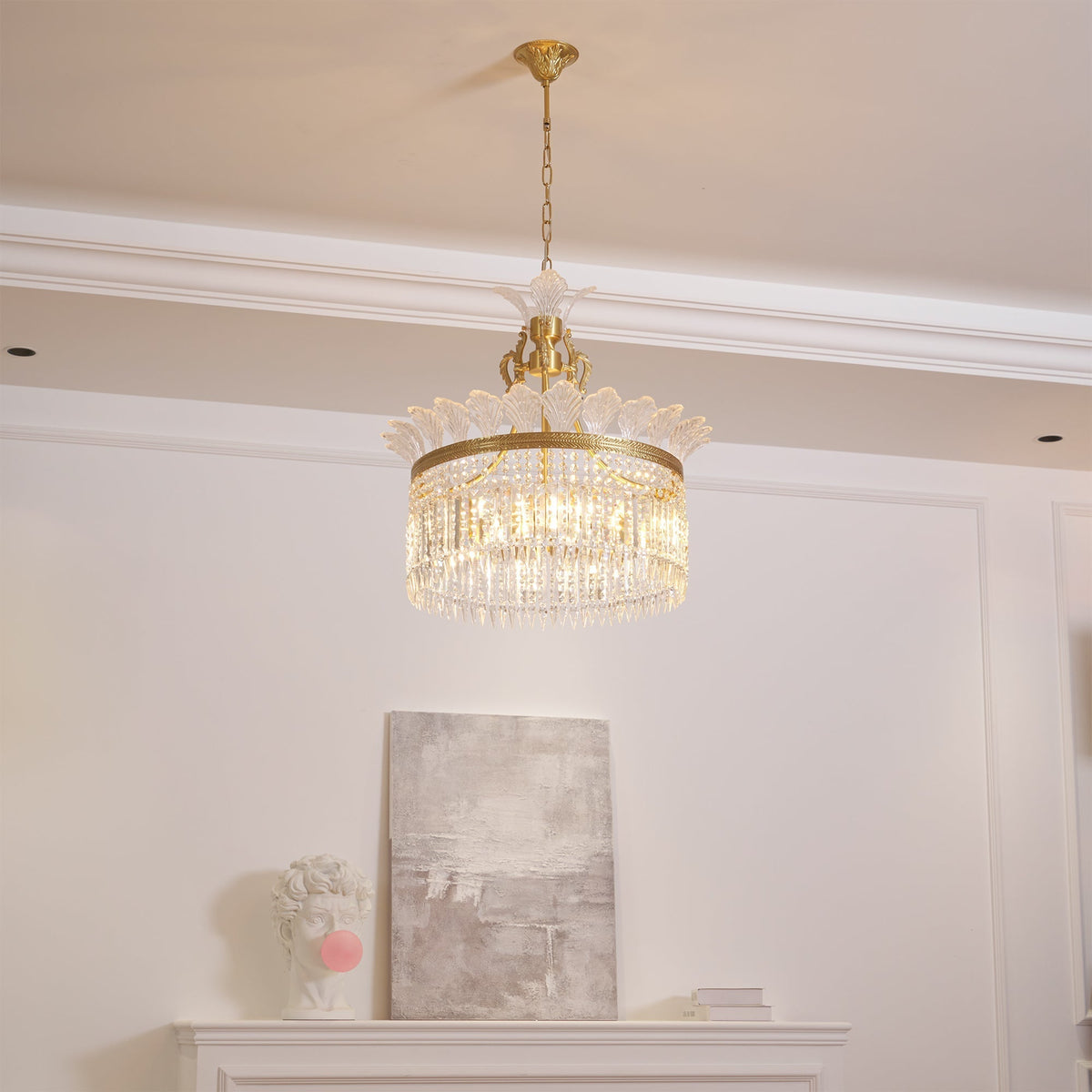 Lustre Facette en laiton poli et cristal