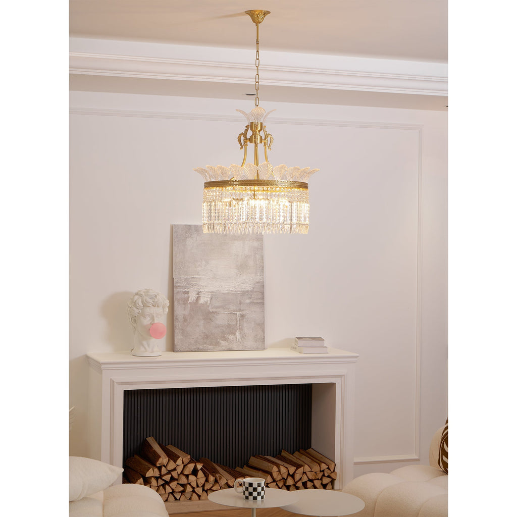 Lustre Facette en laiton poli et cristal