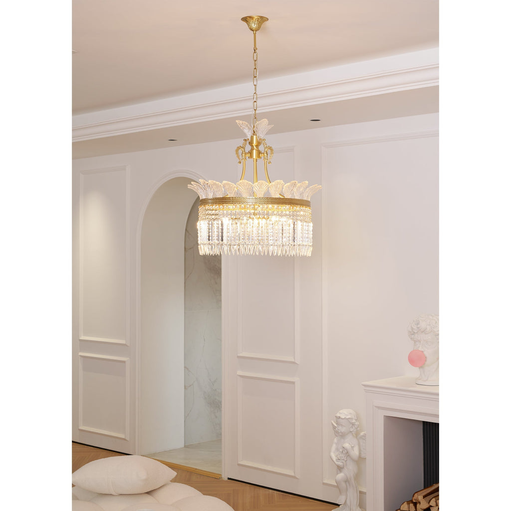 Lustre Facette en laiton poli et cristal