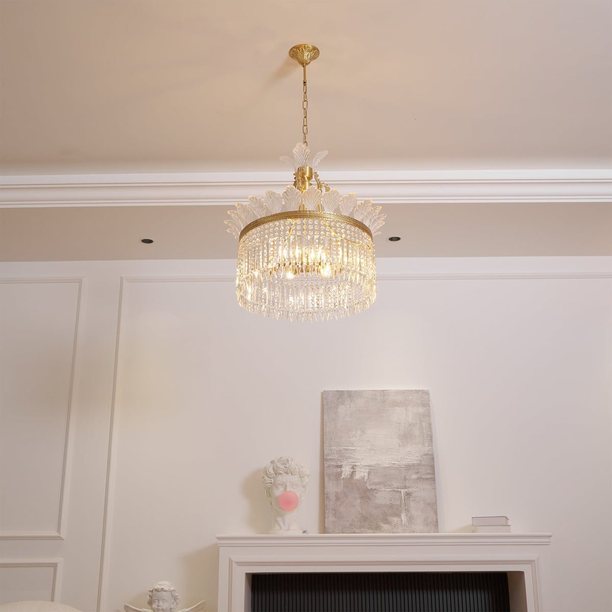 Lustre Facette en laiton poli et cristal