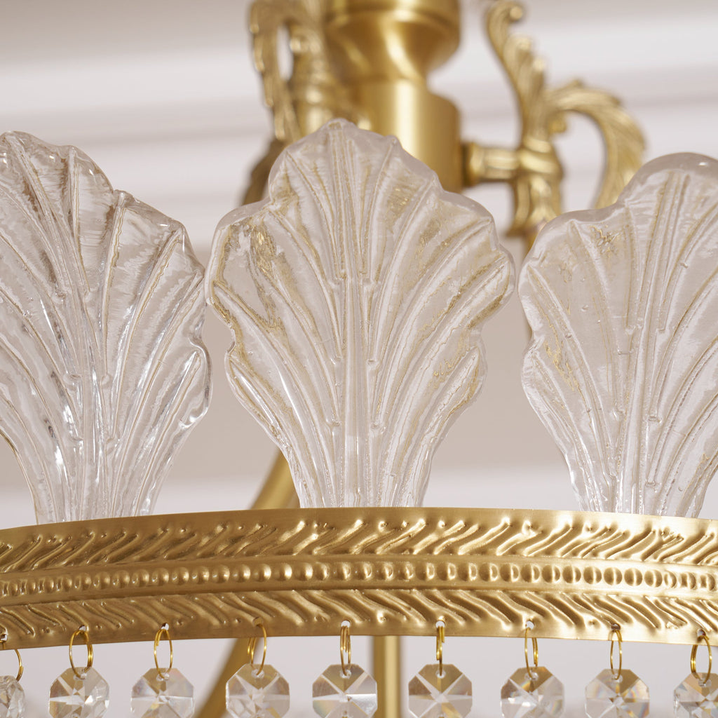 Lustre Facette en laiton poli et cristal
