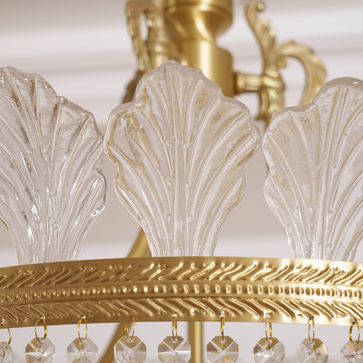 Lustre Facette en laiton poli et cristal