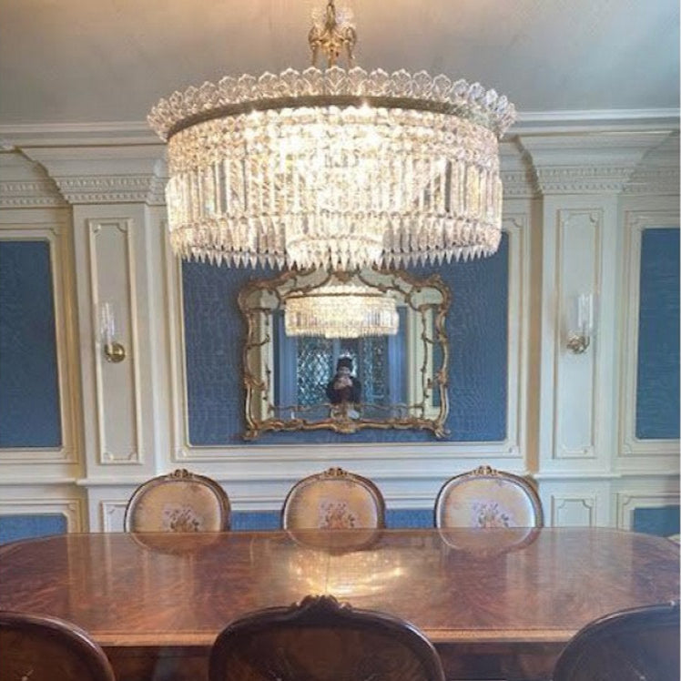Lustre Facette en laiton poli et cristal