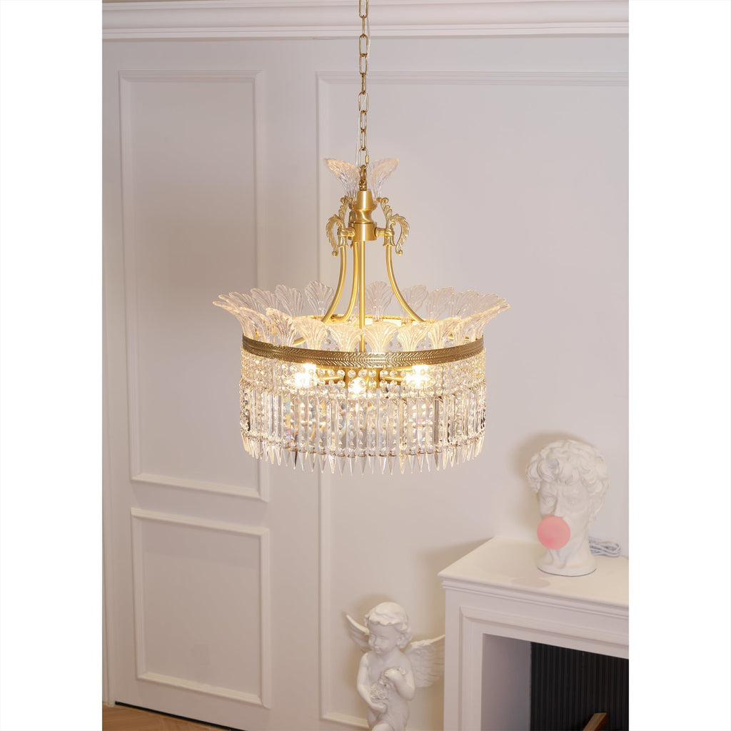Lustre Facette en laiton poli et cristal