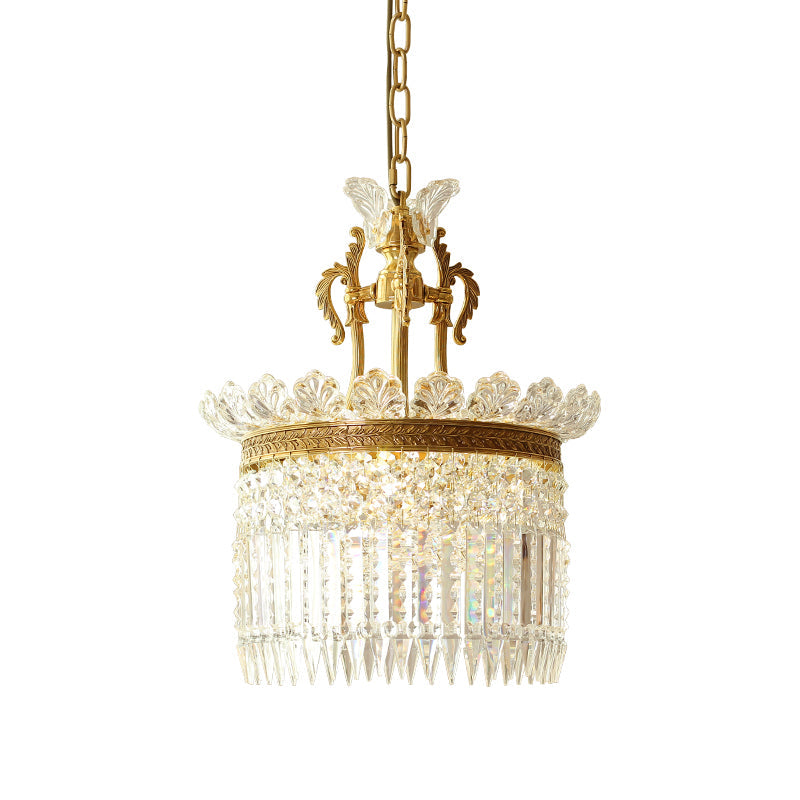 Lustre Facette en laiton poli et cristal