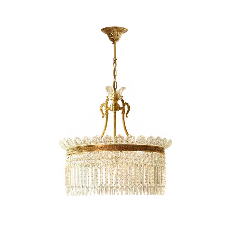 Lustre Facette en laiton poli et cristal