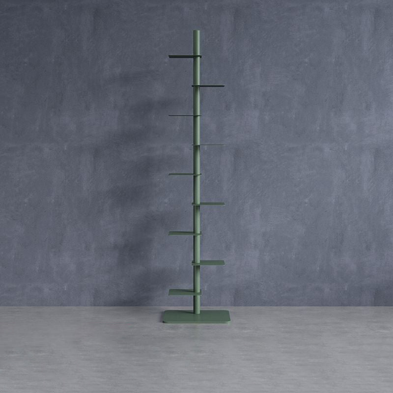 9-Tier Tower Shelving Unit — Multicolor Steel Frame, 68.5 x 15.75 in