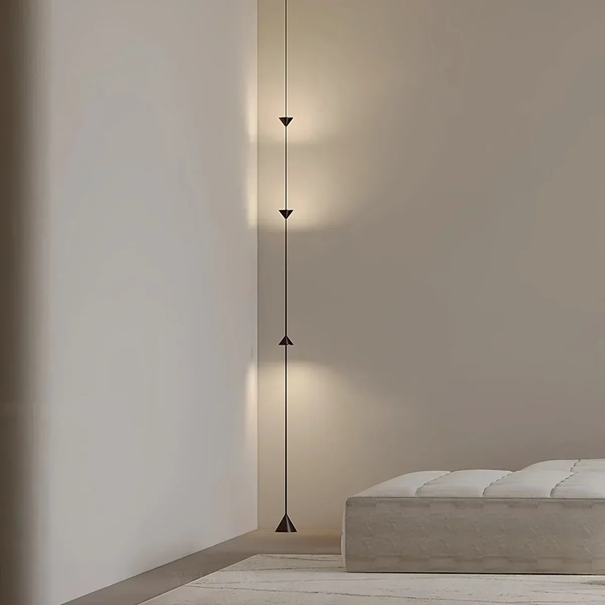 Justerbar stanglampe i jern og akryl med LED, op til 11.5 Feet, til soveværelse, stue og moderne hjemmekontor, slank lodret accentlampe