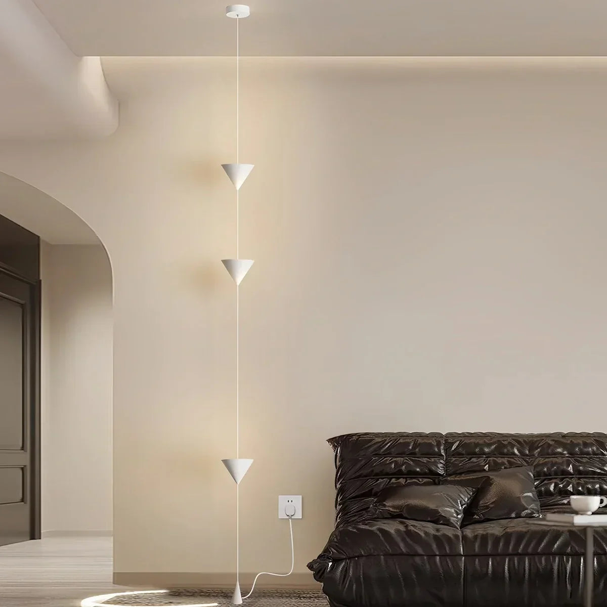 Justerbar stanglampe i jern og akryl med LED, op til 11.5 Feet, til soveværelse, stue og moderne hjemmekontor, slank lodret accentlampe