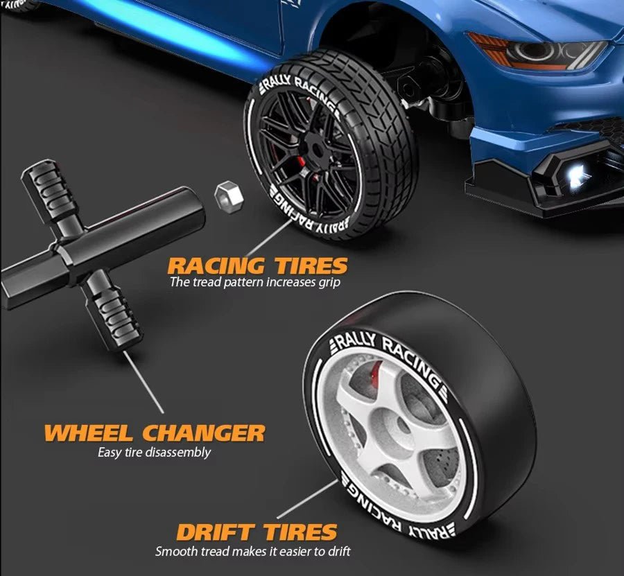 VeloDrift RC driftovací auto s pohonem 4WD — kluzké pneumatiky, pohon všech čtyř kol