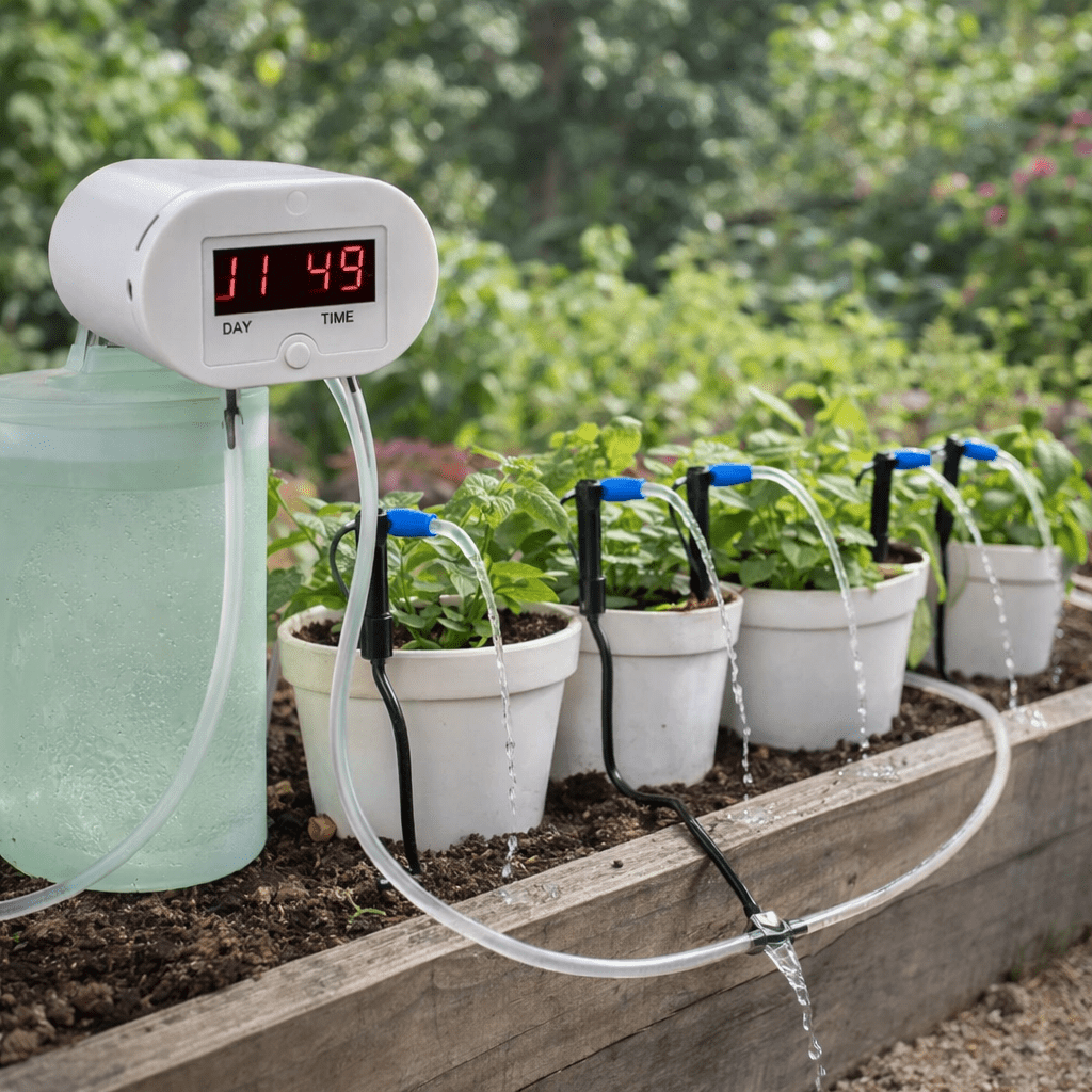 プログラム設定可能な室内植物用水やりタイマー — 充電式バッテリー