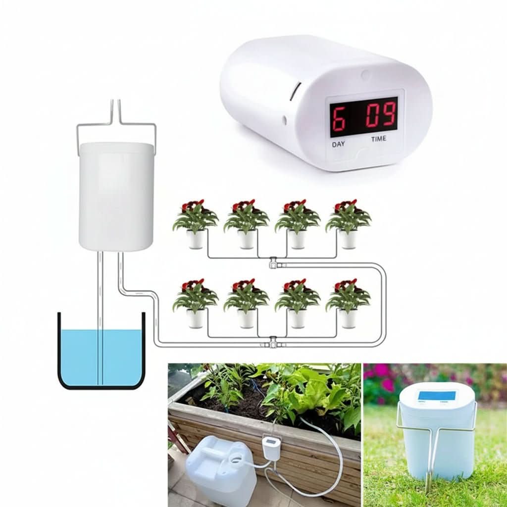 プログラム設定可能な室内植物用水やりタイマー — 充電式バッテリー