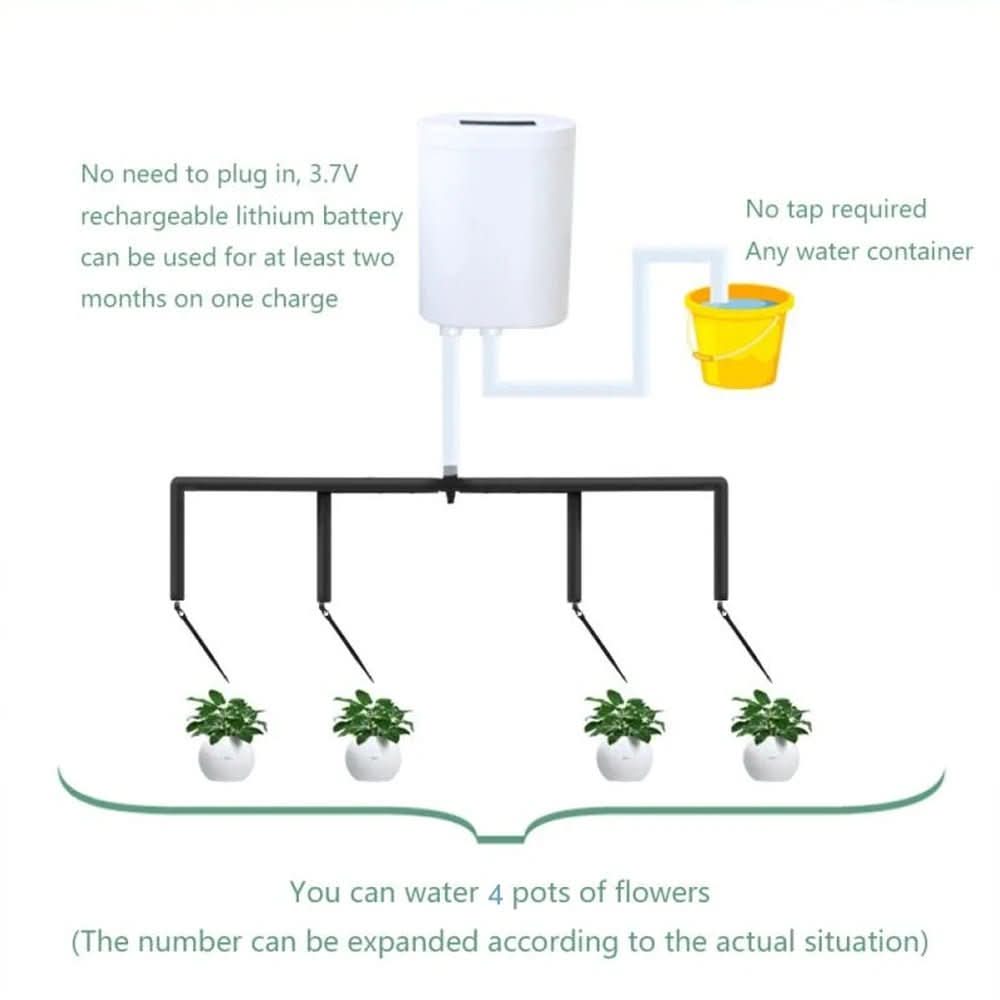 プログラム設定可能な室内植物用水やりタイマー — 充電式バッテリー