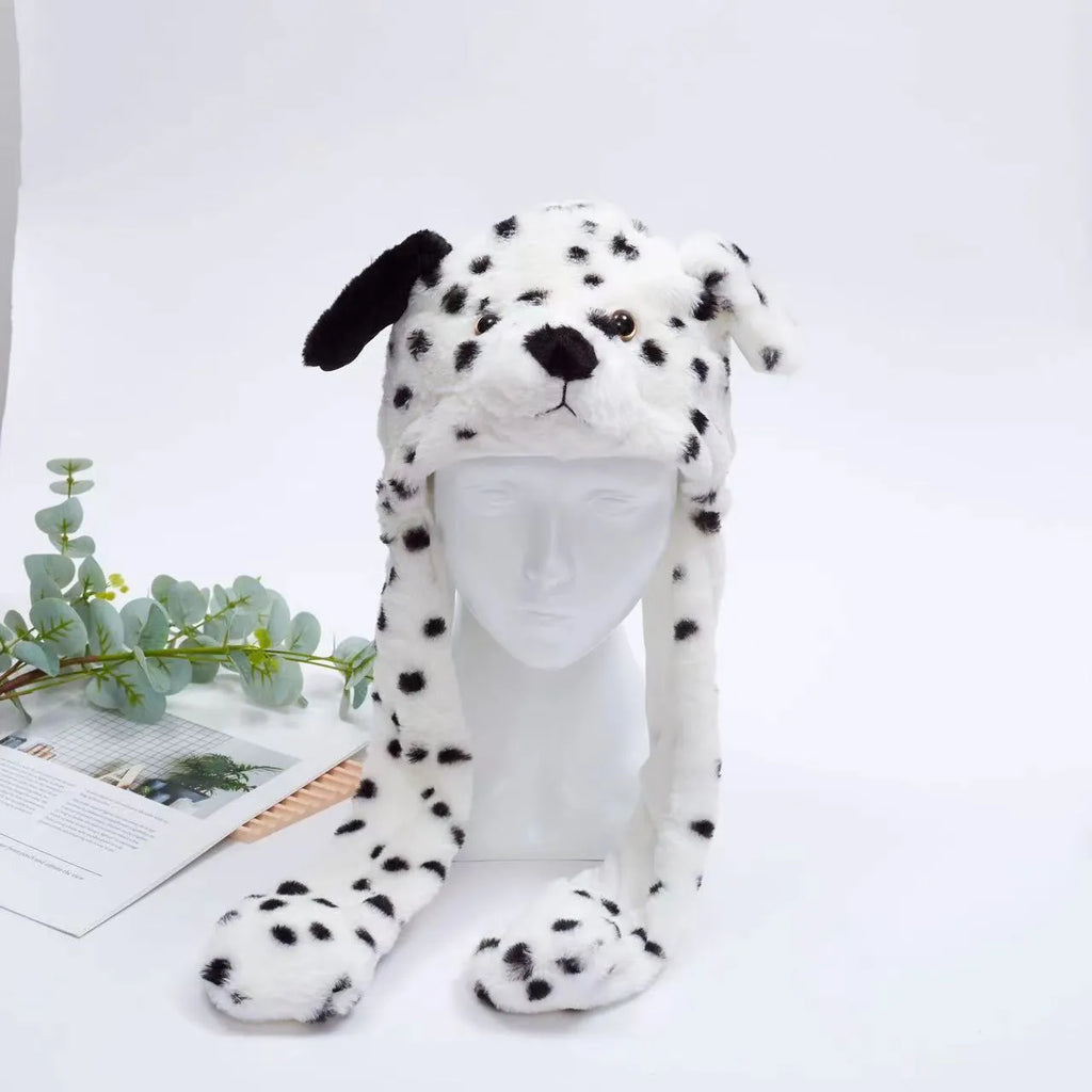 Interactive Plush Hat with Pop-Up Ears and Squeeze Paws