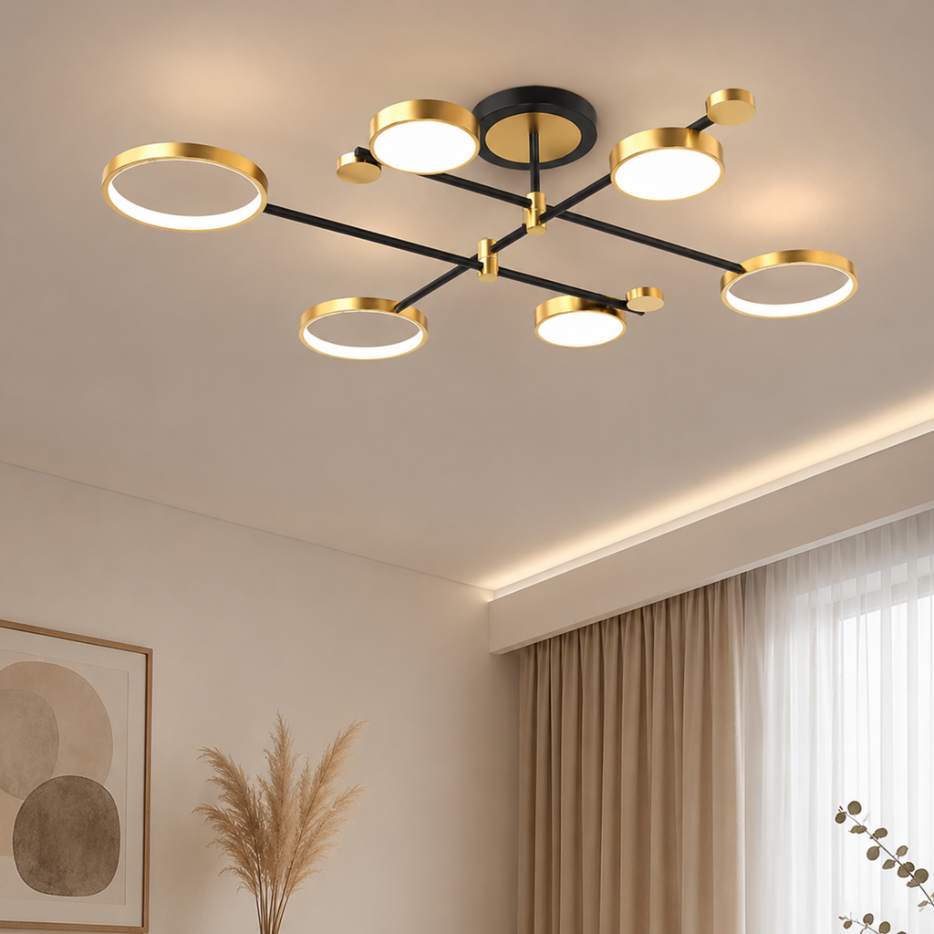 北欧風LEDリングシーリングライト — 現代的な円形デザイン