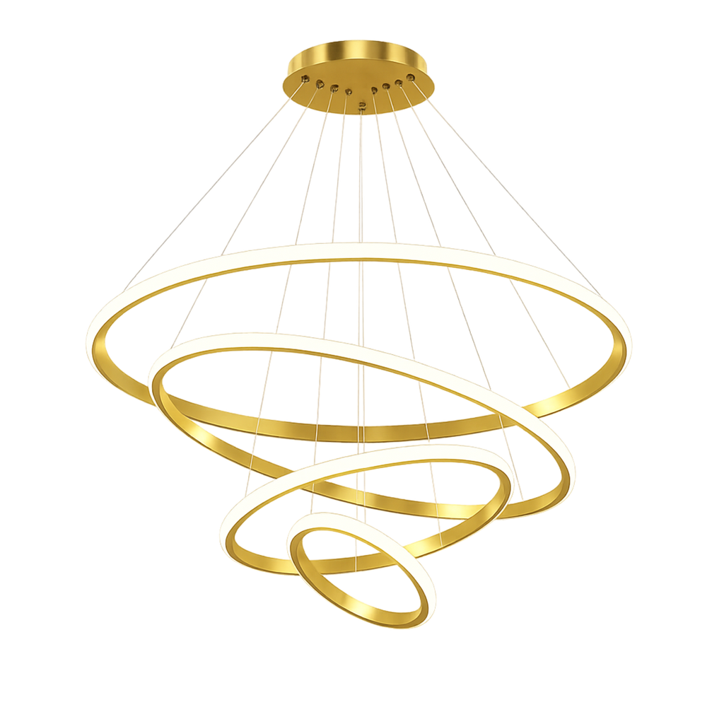 LED-Ring-Pendelleuchte, Kronleuchter und Deckenleuchte — Gold