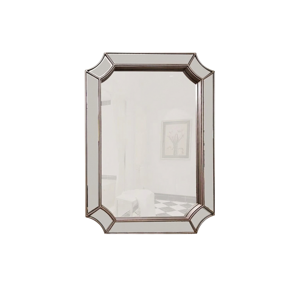 Modern Vintage Wall Mirror — Segmented Panel Border