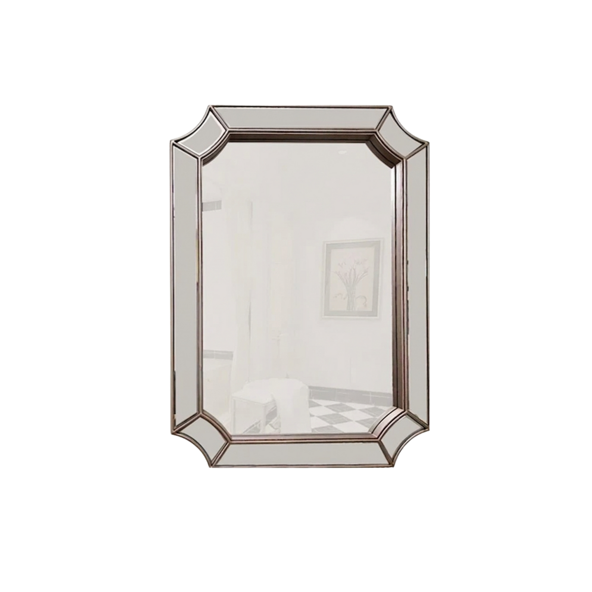 Modern Vintage Wall Mirror — Segmented Panel Border