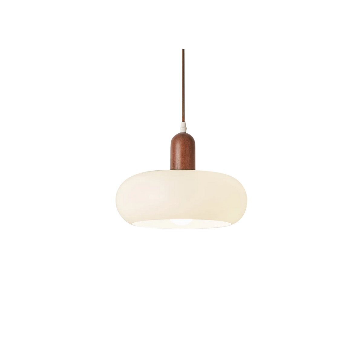 Oval Pendant Ceiling Light — Walnut Wood Shade, Integrated LED
