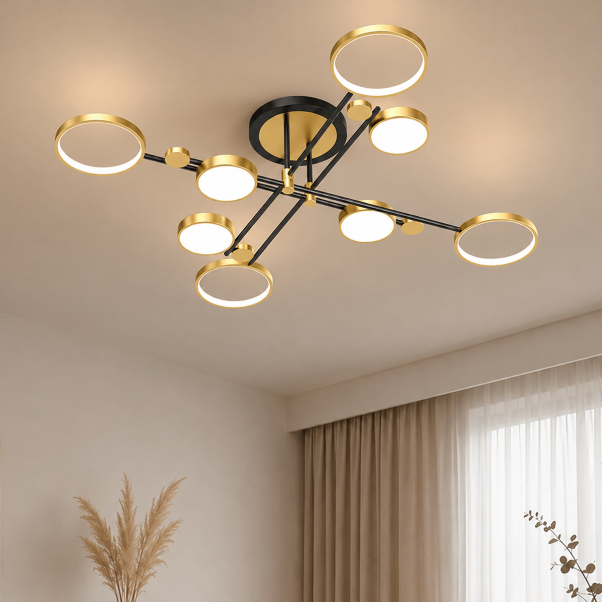 北欧風LEDリングシーリングライト — 現代的な円形デザイン