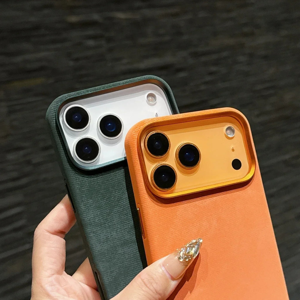 iPhone 13-17-hoesje met stoffen bekleding — draadloos opladen, vingerafdrukwerend