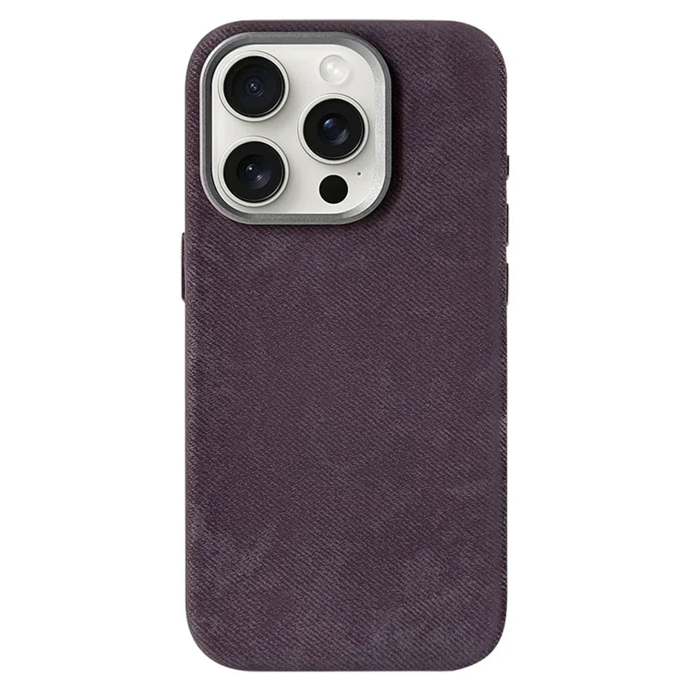 iPhone 13-17-hoesje met stoffen bekleding — draadloos opladen, vingerafdrukwerend