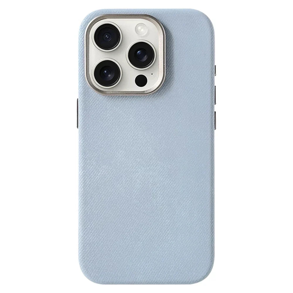 iPhone 13-17-hoesje met stoffen bekleding — draadloos opladen, vingerafdrukwerend