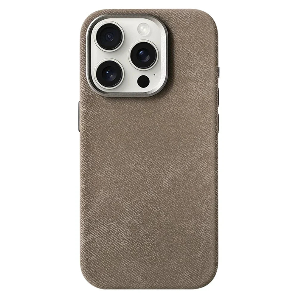 iPhone 13-17-hoesje met stoffen bekleding — draadloos opladen, vingerafdrukwerend