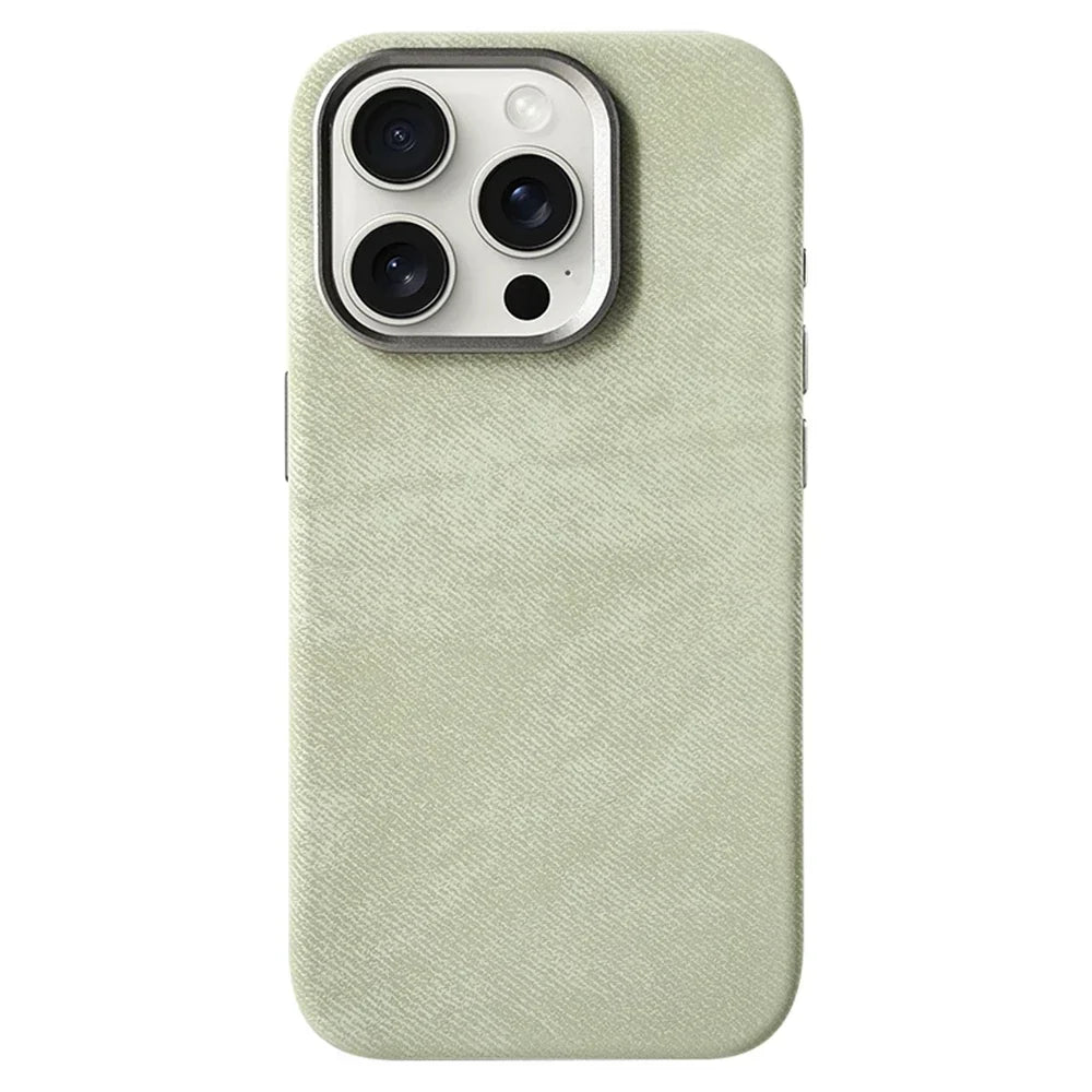 iPhone 13-17-hoesje met stoffen bekleding — draadloos opladen, vingerafdrukwerend