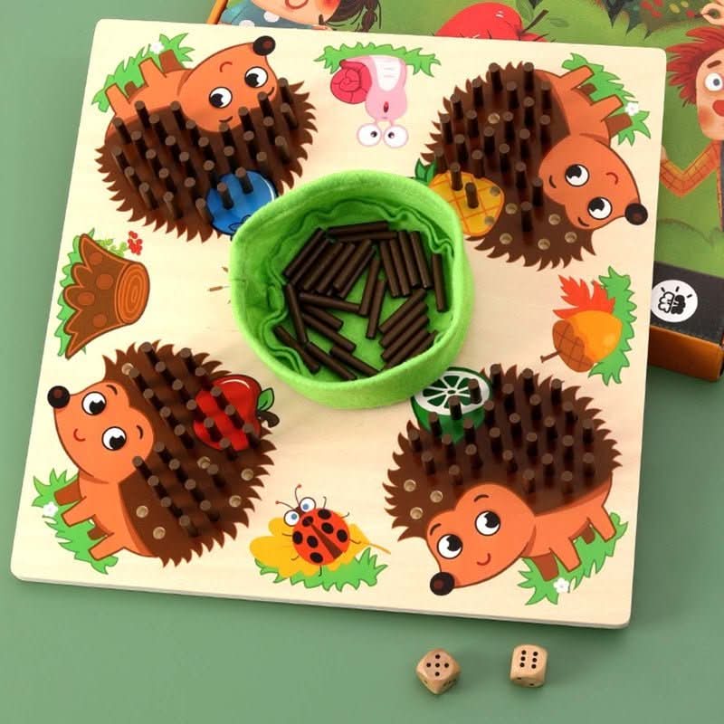 Gioco di conteggio in legno a forma di riccio BrightBud – Gioco educativo con pioli tattili per bambini dai 3 anni in su