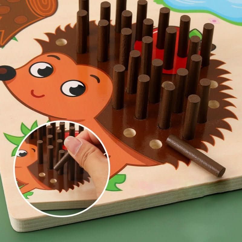 Gioco di conteggio in legno a forma di riccio BrightBud – Gioco educativo con pioli tattili per bambini dai 3 anni in su