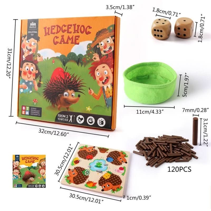 Gioco di conteggio in legno a forma di riccio BrightBud – Gioco educativo con pioli tattili per bambini dai 3 anni in su