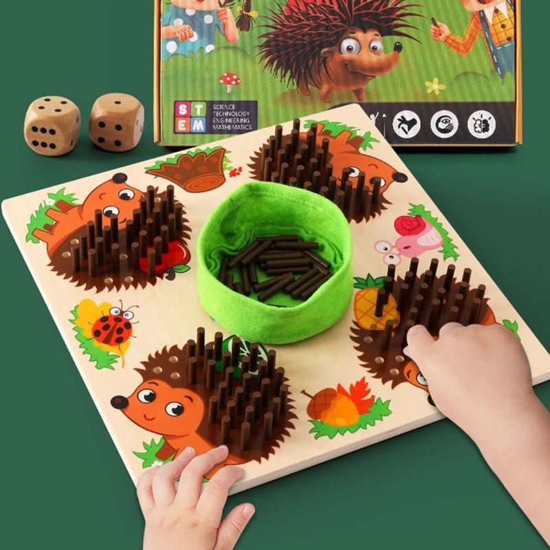 Gioco di conteggio in legno a forma di riccio BrightBud – Gioco educativo con pioli tattili per bambini dai 3 anni in su