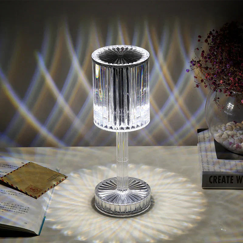 Tischlampe aus Kristall, dimmbar, USB wiederaufladbar, elegantes Design | Euroselle