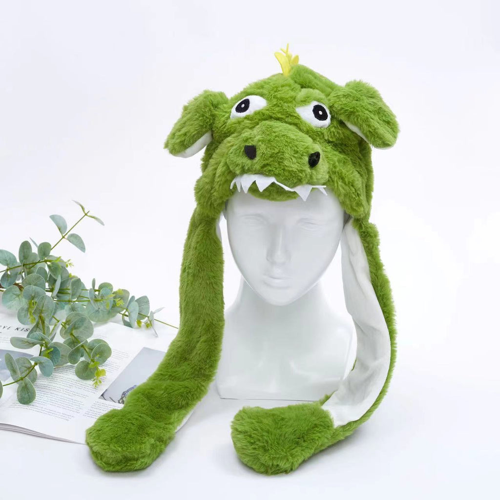 Interactive Plush Hat with Pop-Up Ears and Squeeze Paws