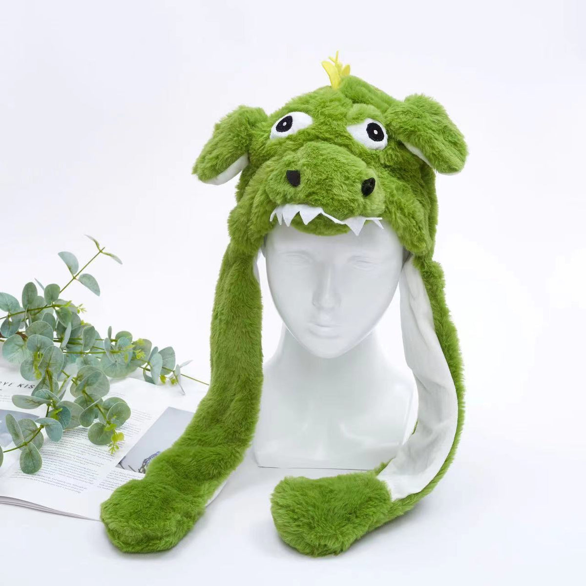 Interactive Plush Hat with Pop-Up Ears and Squeeze Paws
