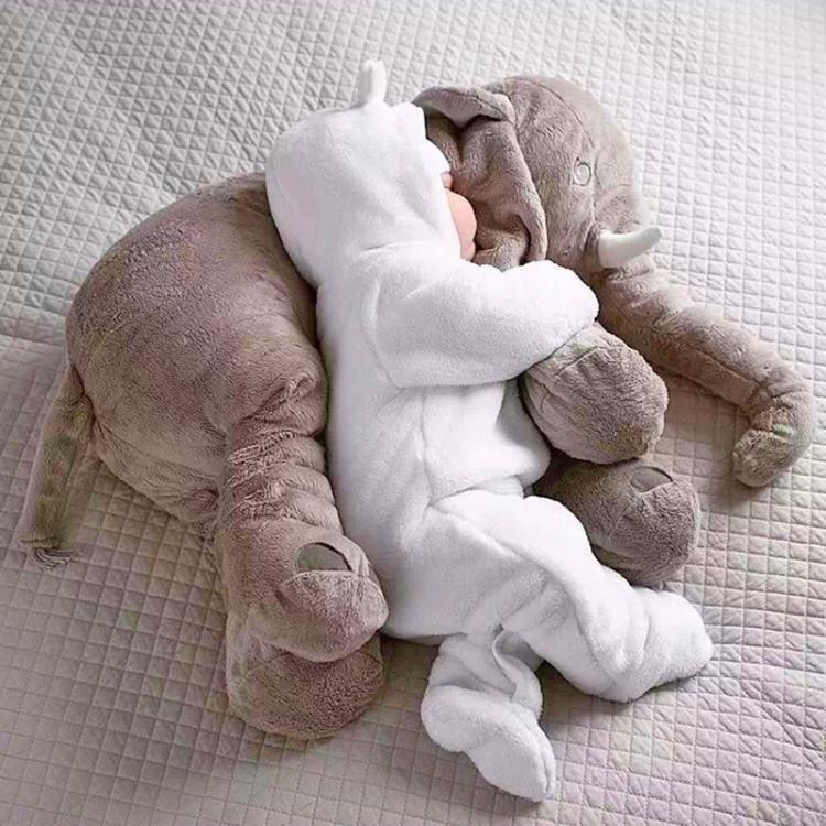 Plush Elephant Toddler Cushion — Gray, Blue, Pink, Purple & Yellow